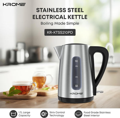 KROME 1.7L Stainless Steel Electric Kettle KR-KTSS210PD