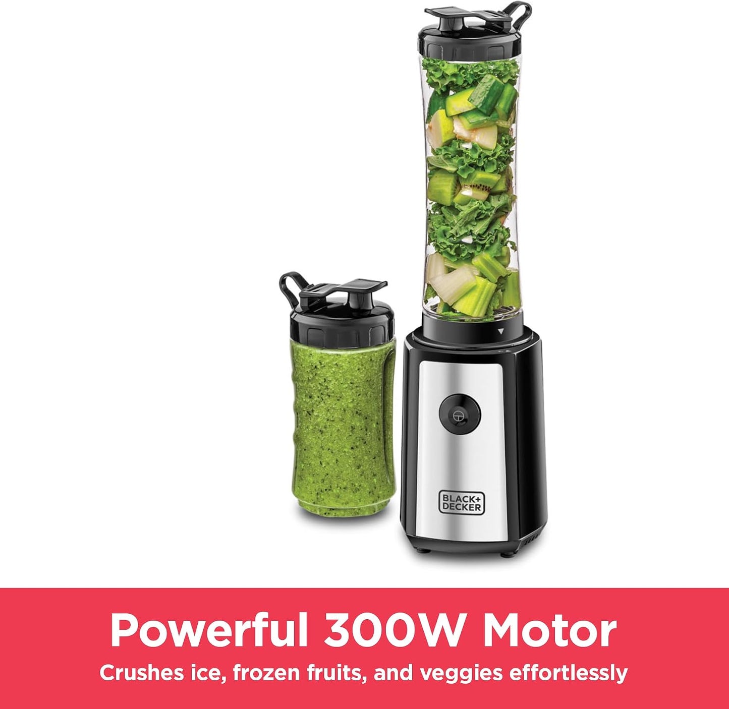 Black+Decker SBX300-B5 Sports Blender & Smoothie Maker, 300W, 6-Piece