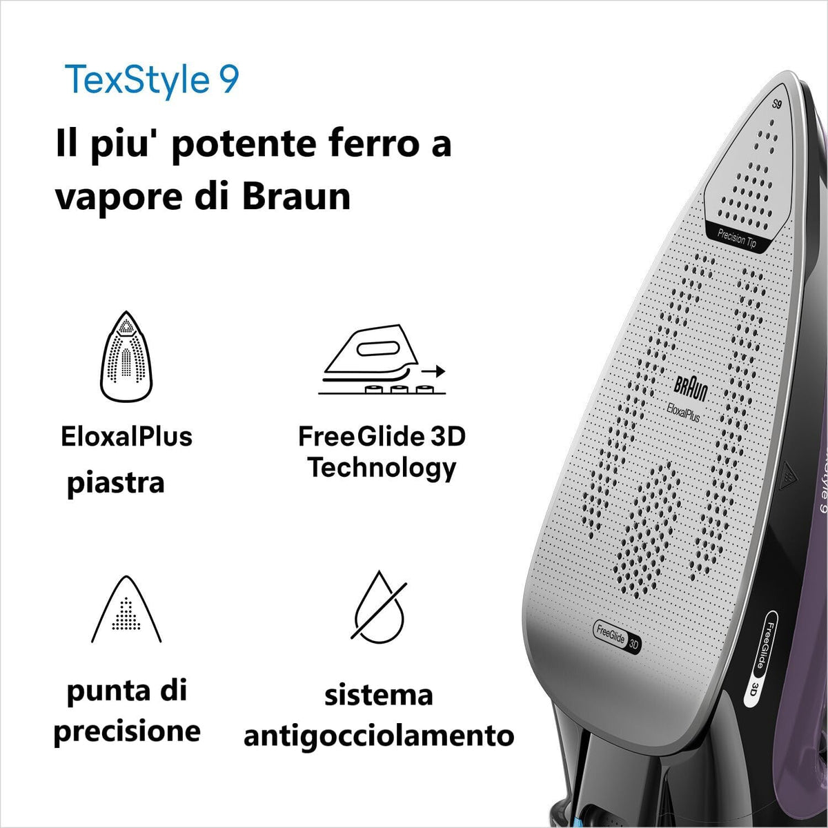Braun Texstyle 9 SI9661V Iron with Steam Boost 250g Adjustable Thermostat