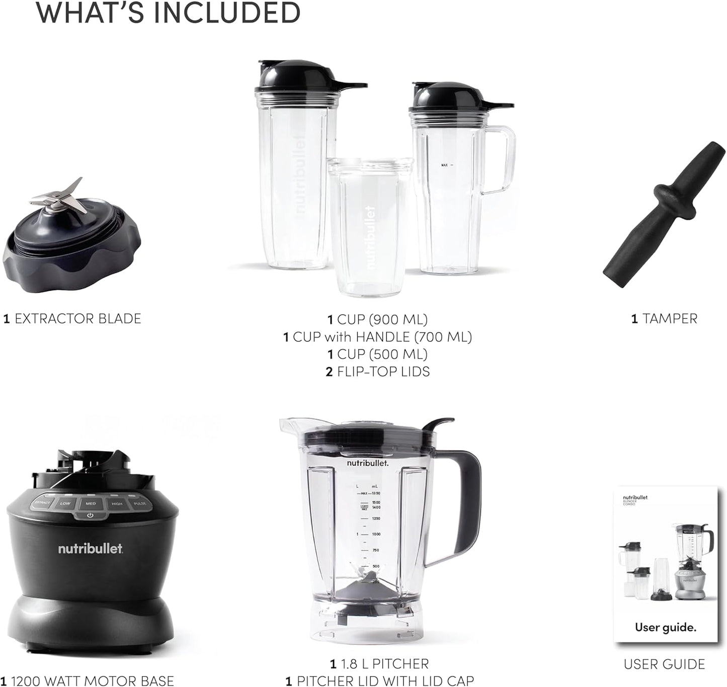 NutriBullet Full Size Blender Combo 1200W - Dark Grey with 9-Piece Set