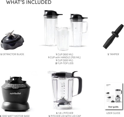 NutriBullet Full Size Blender Combo 1200W - Dark Grey with 9-Piece Set