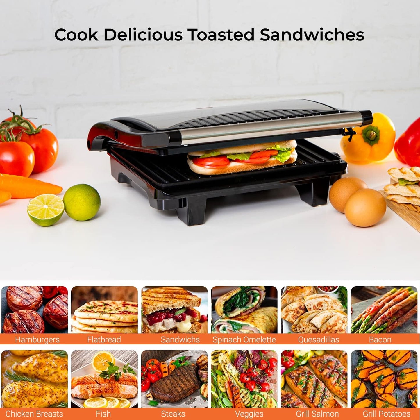 Geepas Stainless Steel Grill Maker GGM5394