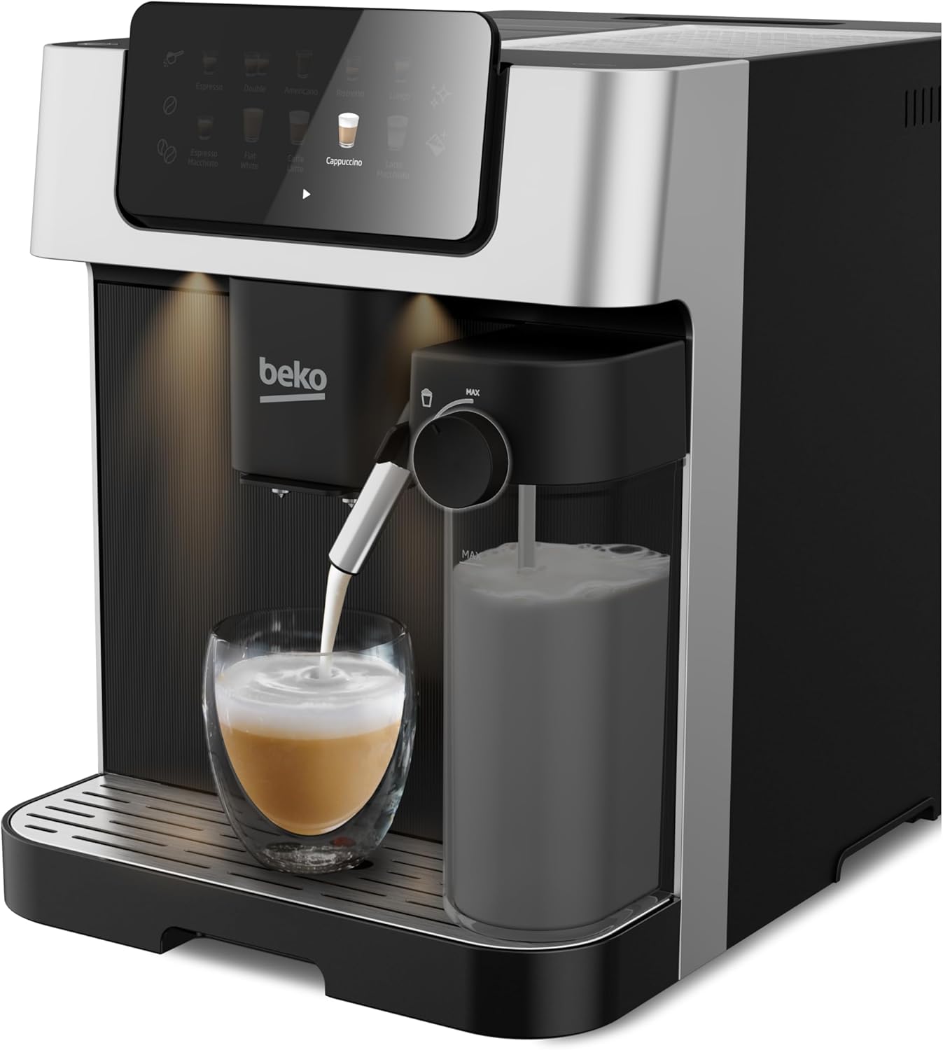 Beko CaffeExperto CEG7304X Bean to Cup Fully Automatic Espresso Machine, Integrated Milk Jug