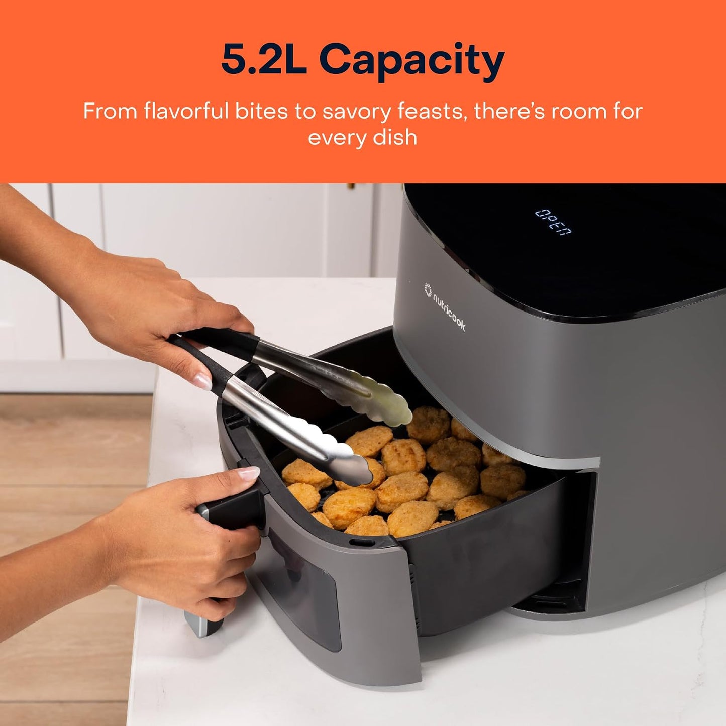 Nutricook Air Fryer Essentials Vision AFE152V-G 5.2L Capacity 10 Cooking Presets