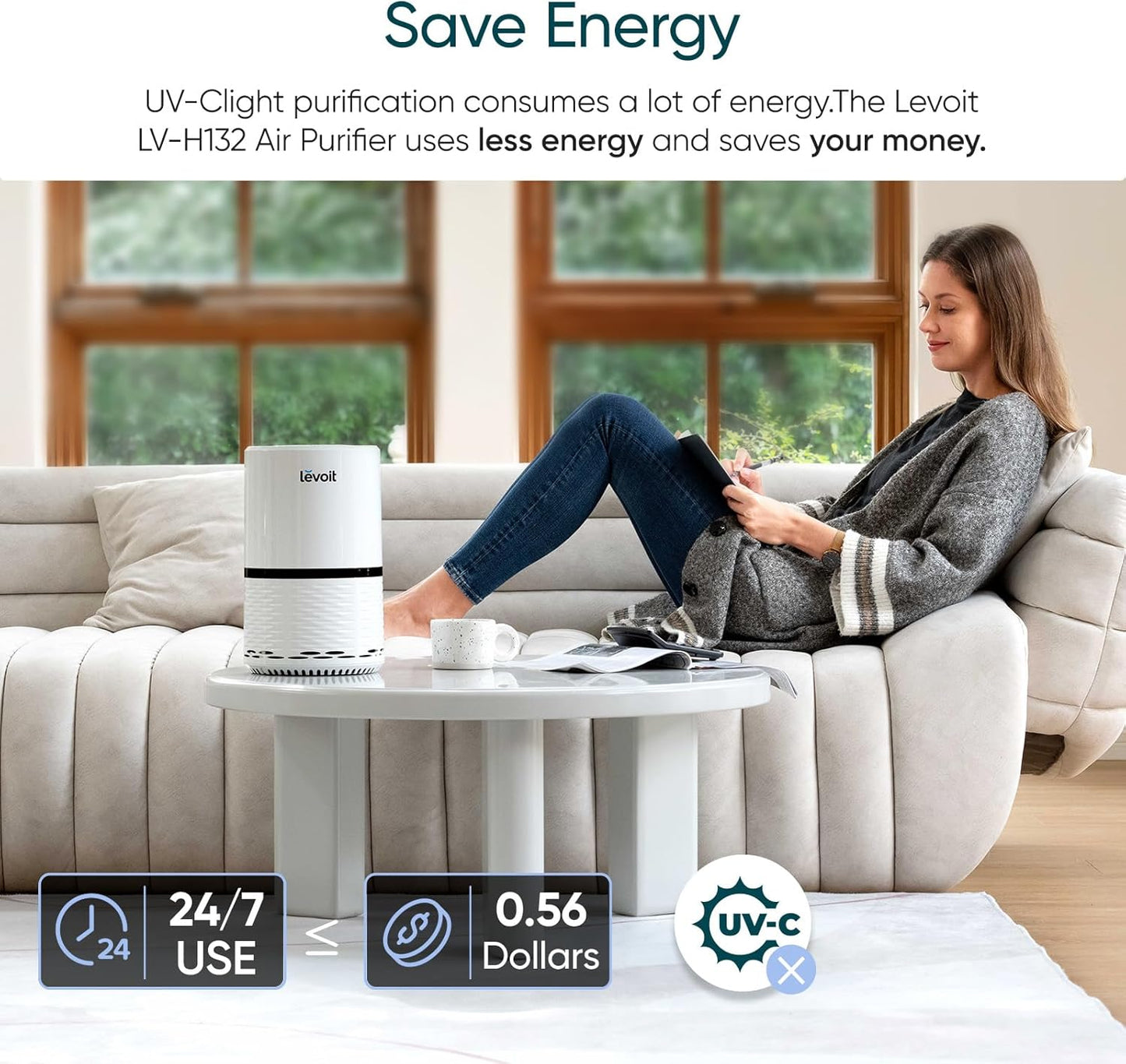 Levoit LV-H132 Personal True HEPA Air Purifier - Compact 3-Stage Filtration for Bedroom