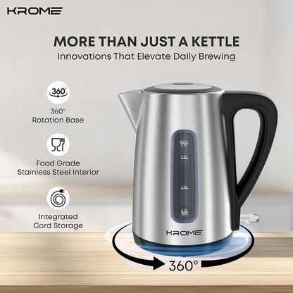 KROME 1.7L Stainless Steel Electric Kettle KR-KTSS210PD