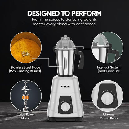 Nikai 3 in 1 Blender 900W Heavy Duty 1.5L 1L & 400ml Stainless Steel NB984A