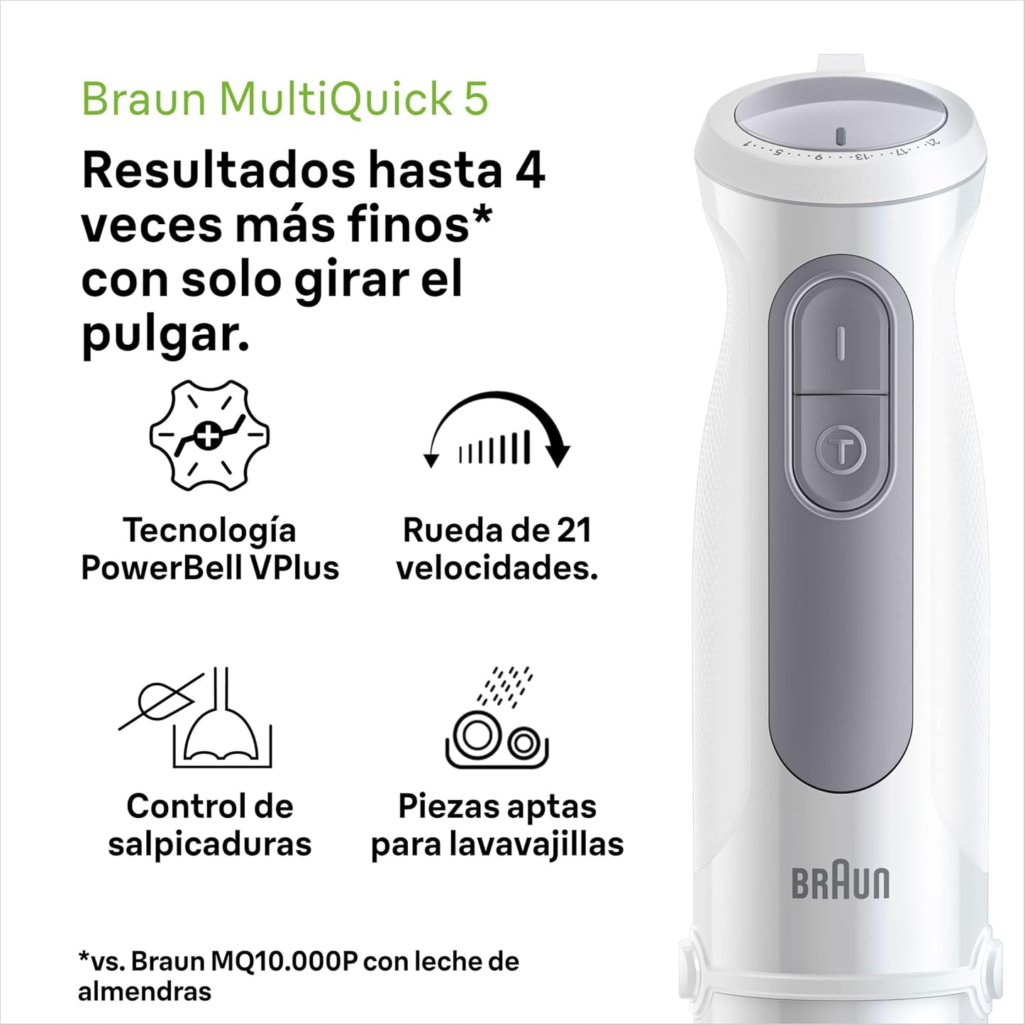 Braun MultiQuick 5 Hand Blender, 1000 Watts, PowerBell VPlus MQ50001M