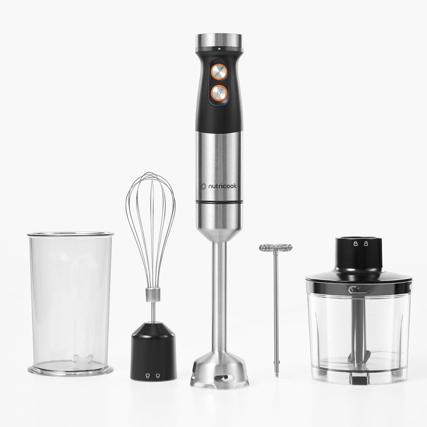 Nutricook HB100ME 4-in-1 Electric Hand Blender, 1200W, Chop Whisk Froth