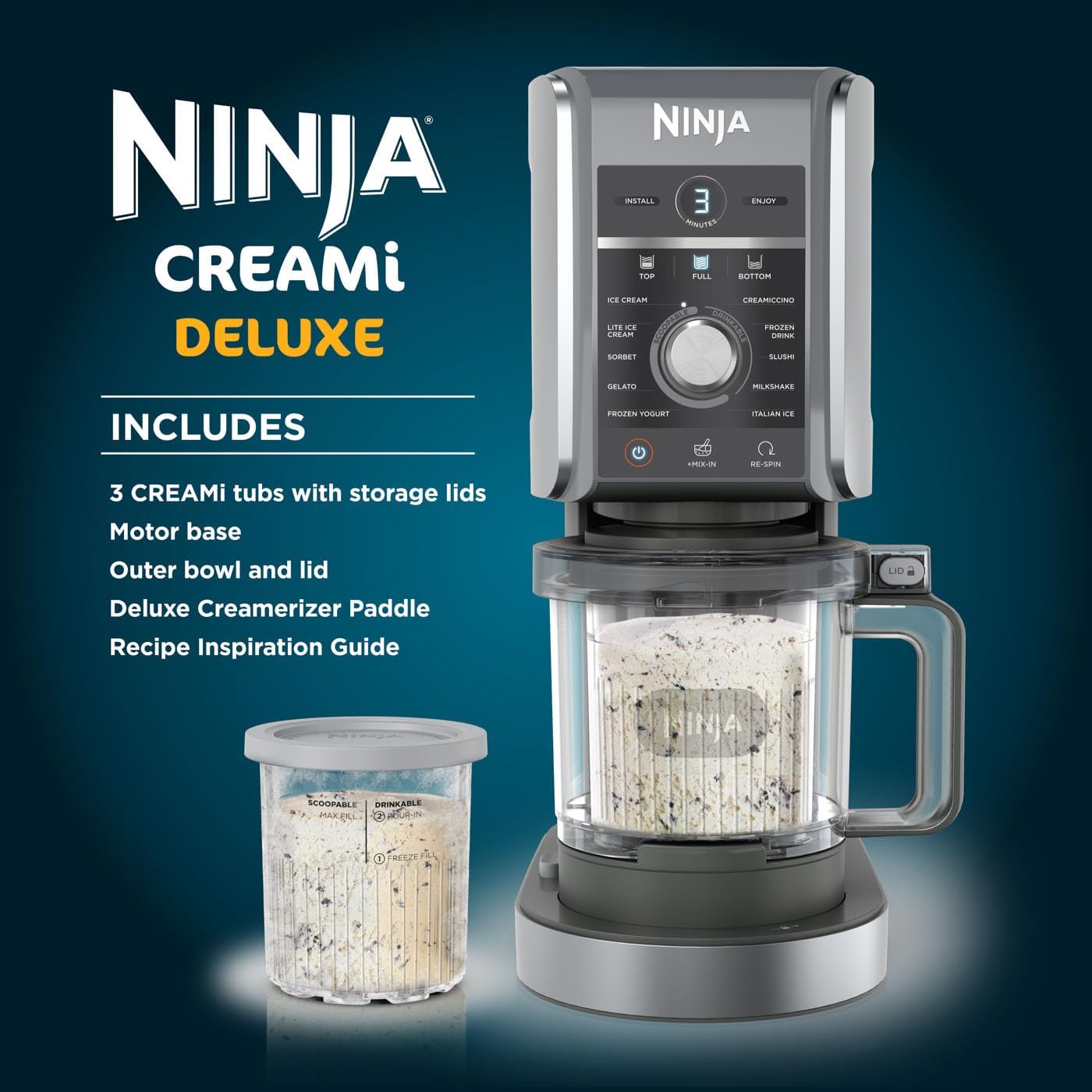 Ninja CREAMi Deluxe NC501ME 10-in-1 Ice Cream & Frozen Drink Maker