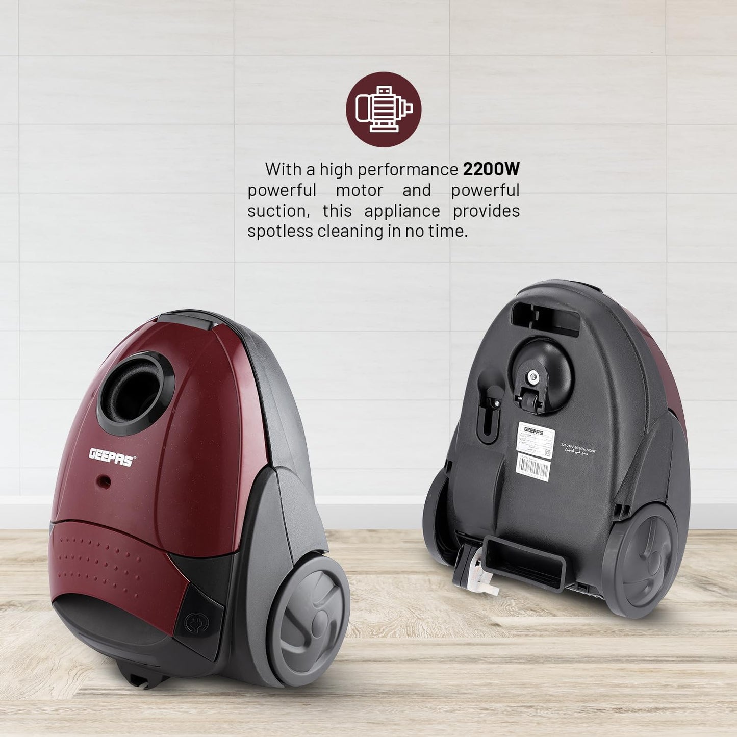 Geepas Vacuum Cleaner GVC2594 Dust Bag, 2200W - 1.5L - Powerful Suction