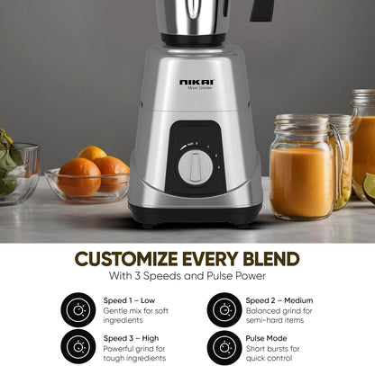 Nikai 3 in 1 Blender 900W Heavy Duty 1.5L 1L & 400ml Stainless Steel NB984A
