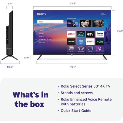 Roku Smart TV 2025 50 Inch Select Series 4K HDR TV 50R4C5
