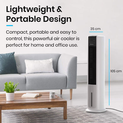 Pro Breeze 42 Inch Portable Tower Fan with Built-in 7L Evaporative Air Cooler Function, 3 Speeds, 60° Oscillation, 10 Hour Timer & Night Mode