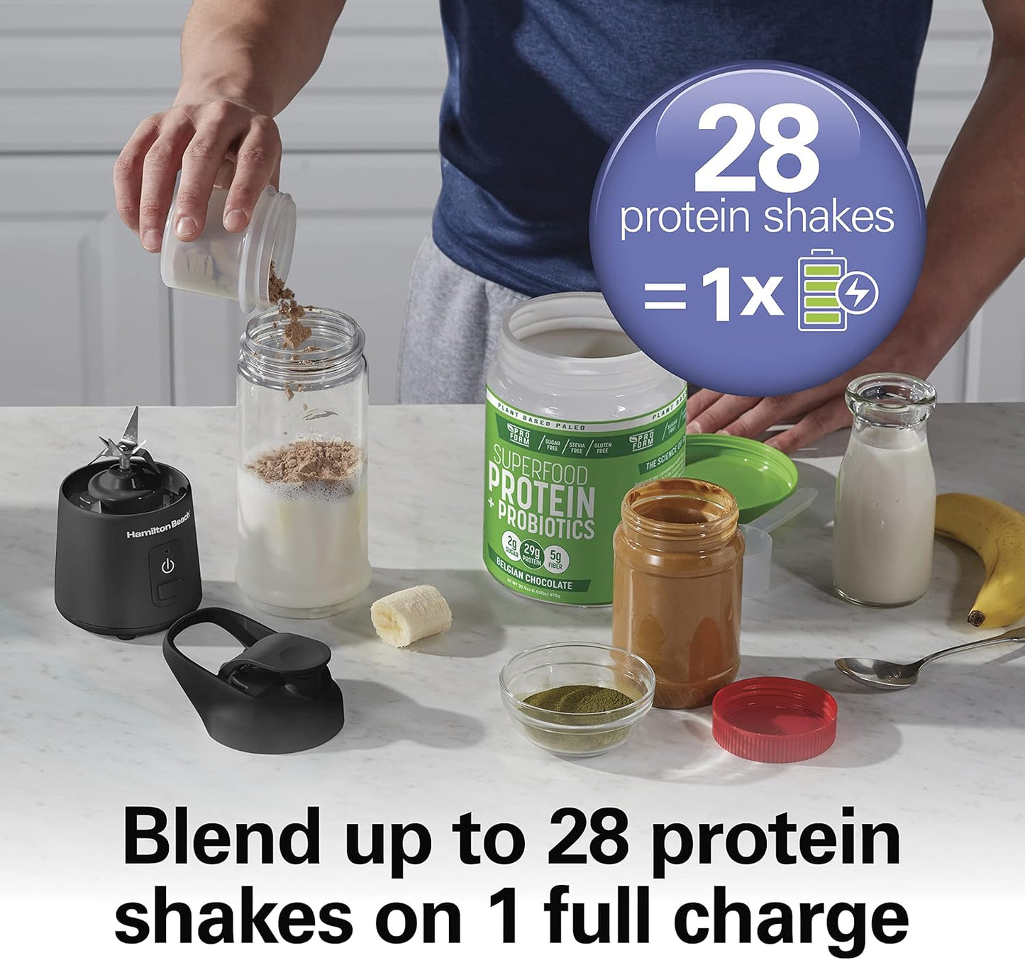 Hamilton Beach Mini Cordless Portable Blender USB Rechargeable 16 oz BLP41