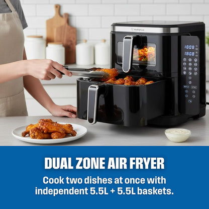 Westinghouse USA Double Stack Air Fryer 11L 5.5L + 5.5L Dual Zone WKAF2201
