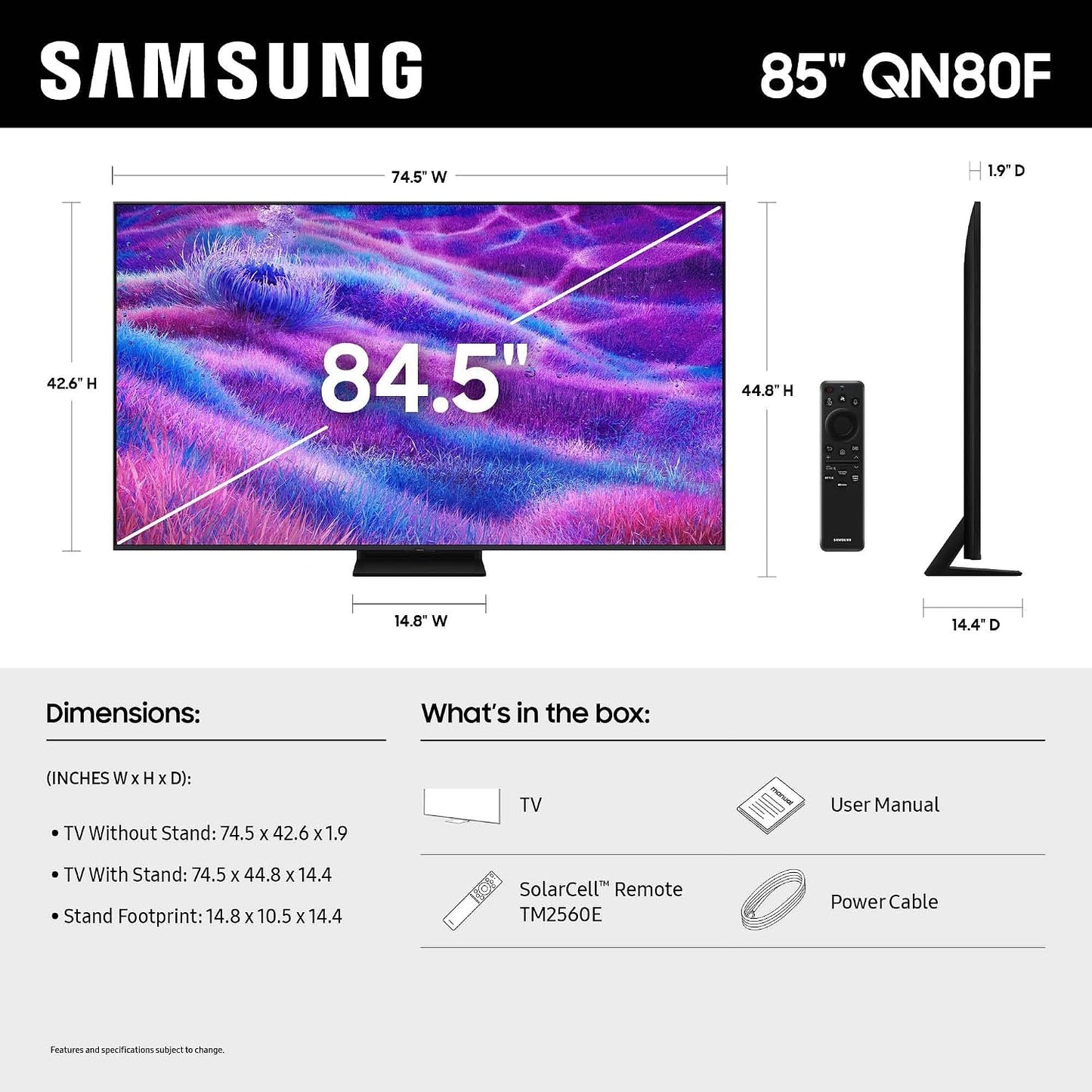 Samsung 85 Inch Class Neo QLED QN80F 4K Smart TV 2025