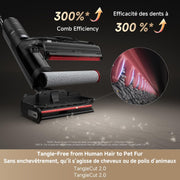 مكنسة وممسحة DREAME H15 Pro CarpetFlex اللاسلكية، مكنسة كهربائية للتنظيف الجاف والرطب بفرشاتين مزدوجتين للأرضيات الصلبة والسجاد