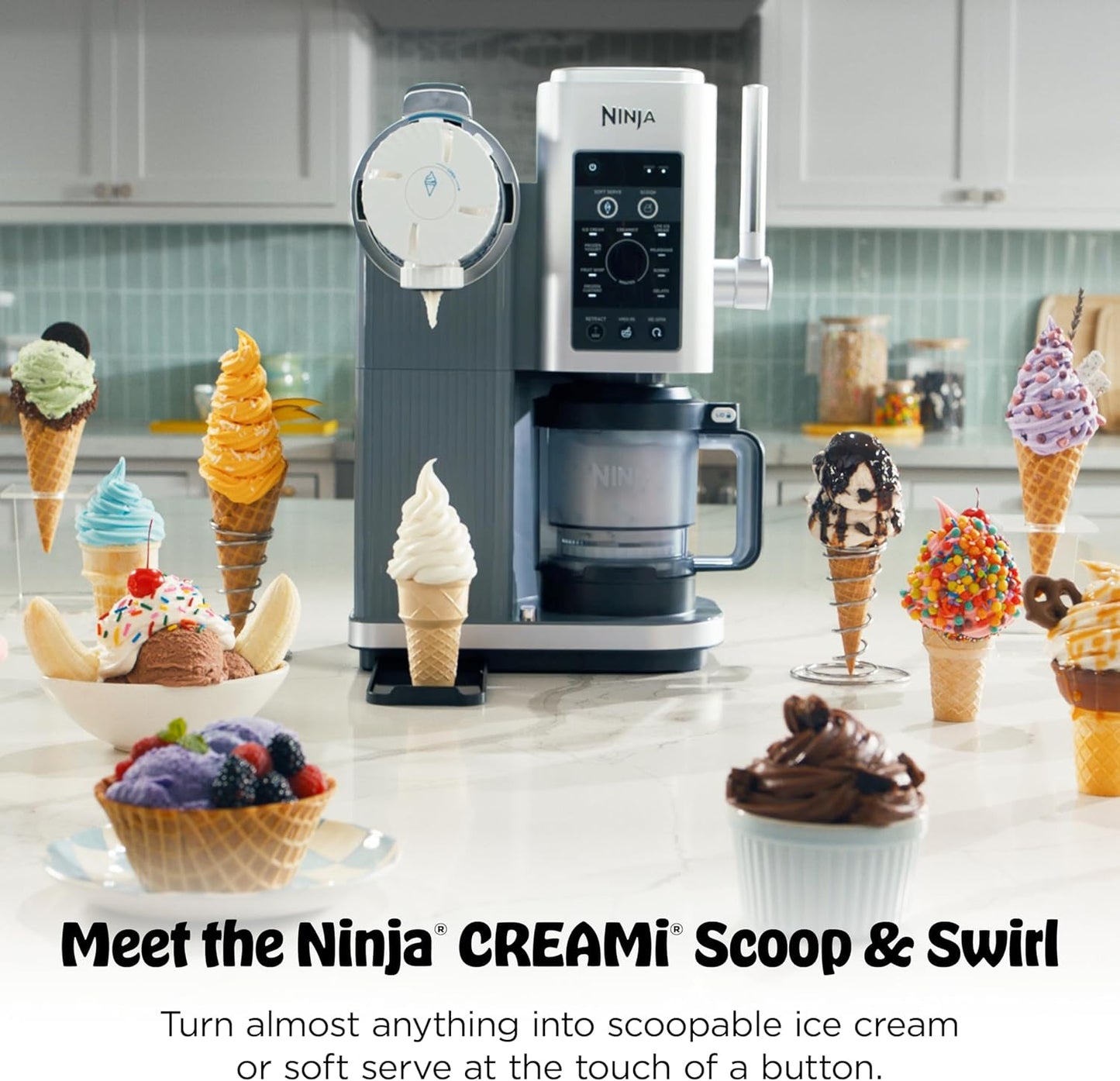 Ninja CREAMi Scoop & Swirl NS701UK 13-in-1 Soft Serve & Ice Cream Maker