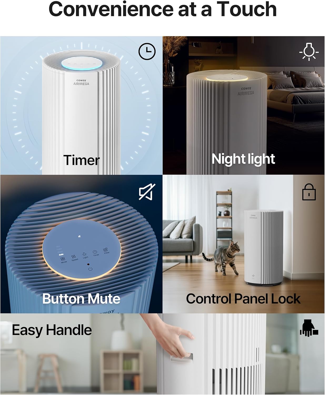 COWAY Airmega 350 True HEPA purifier Ultra Quiet Removes 99.99% AP2524B