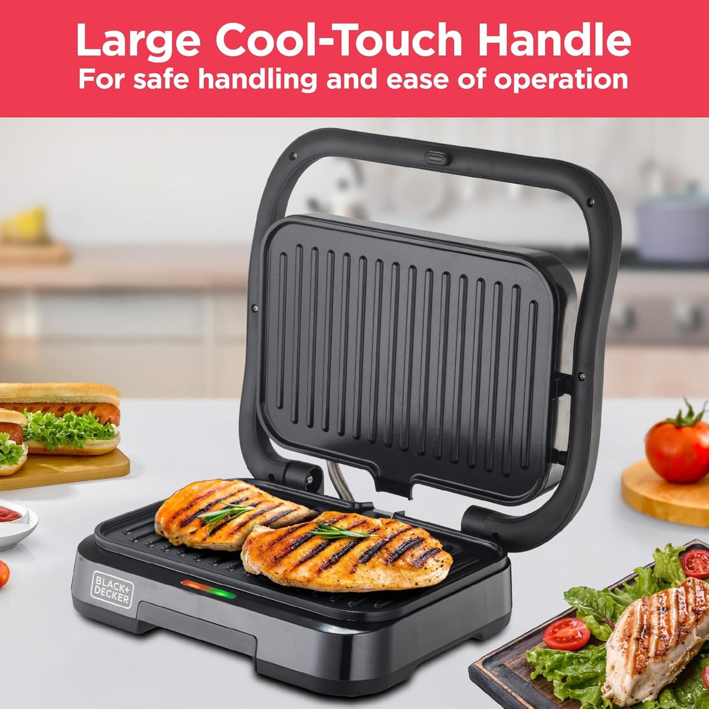 BLACK+DECKER Electric Panini Grill Sandwich Maker PCG1300-B5
