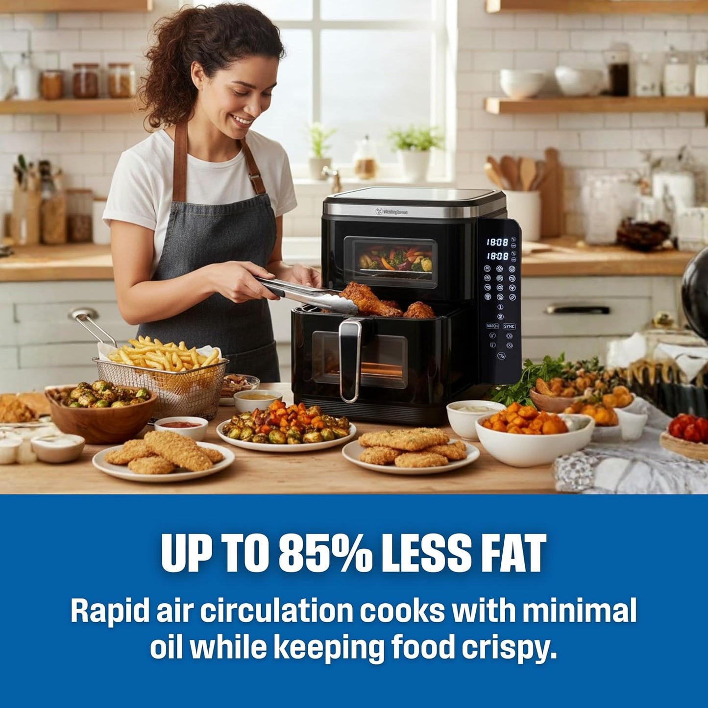 Westinghouse USA Double Stack Air Fryer 11L 5.5L + 5.5L Dual Zone WKAF2201