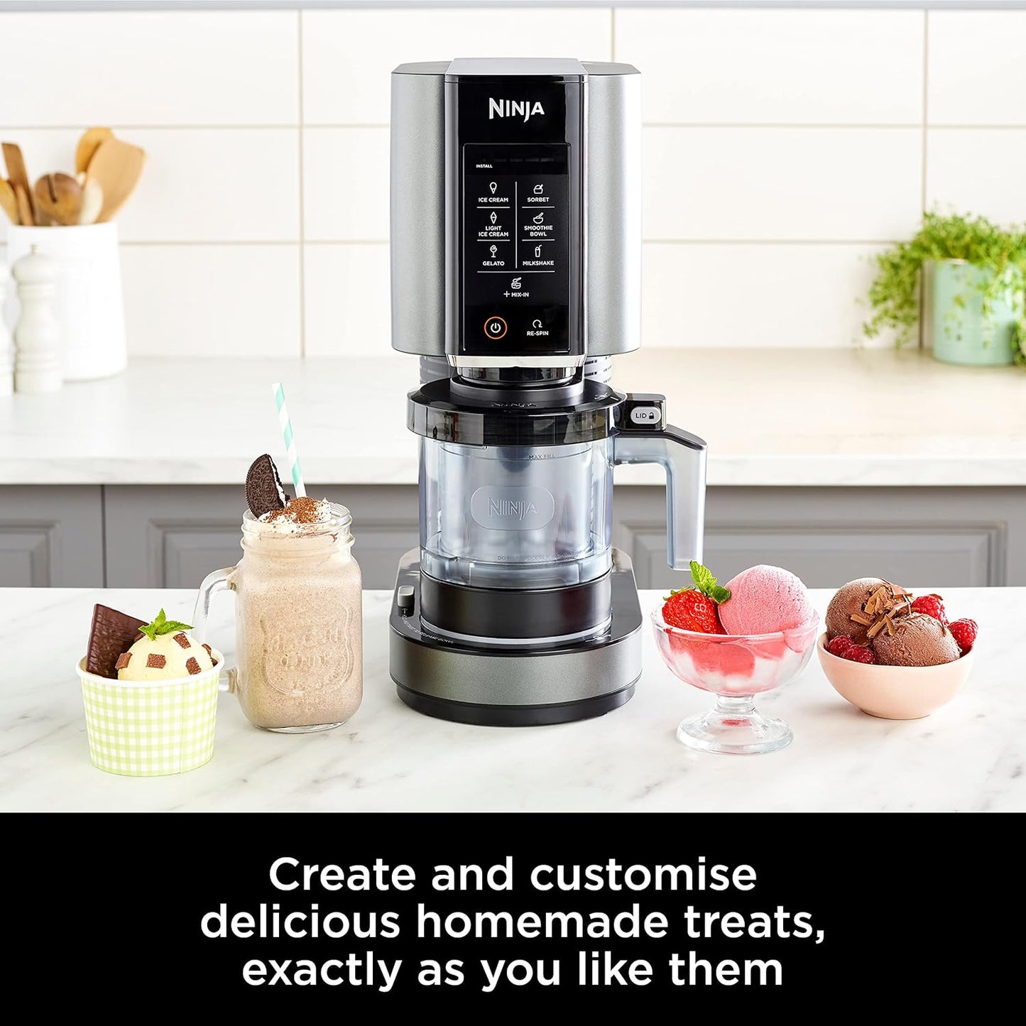 Ninja CREAMi NC300UK Ice Cream & Frozen Dessert Maker, 7 Programs