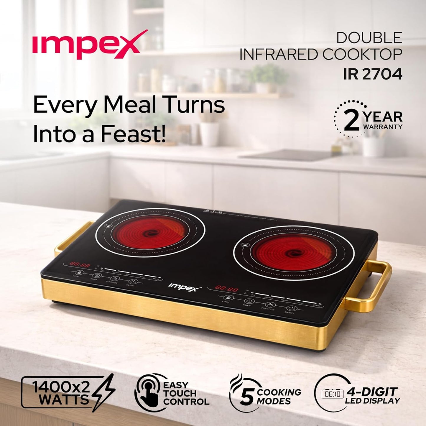 Impex IR2704 Double Infrared Cooktop