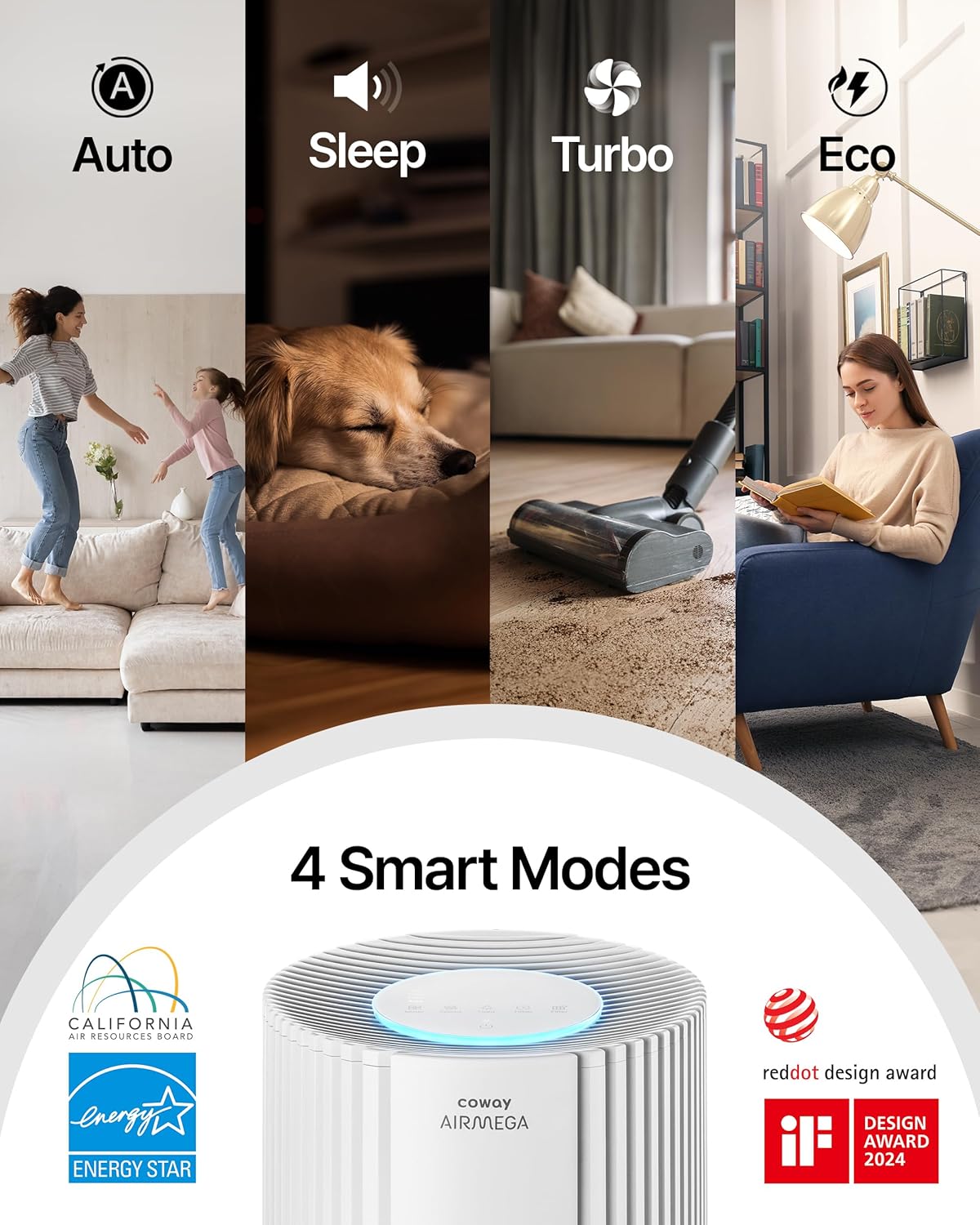 COWAY Airmega 350 True HEPA purifier Ultra Quiet Removes 99.99% AP2524B