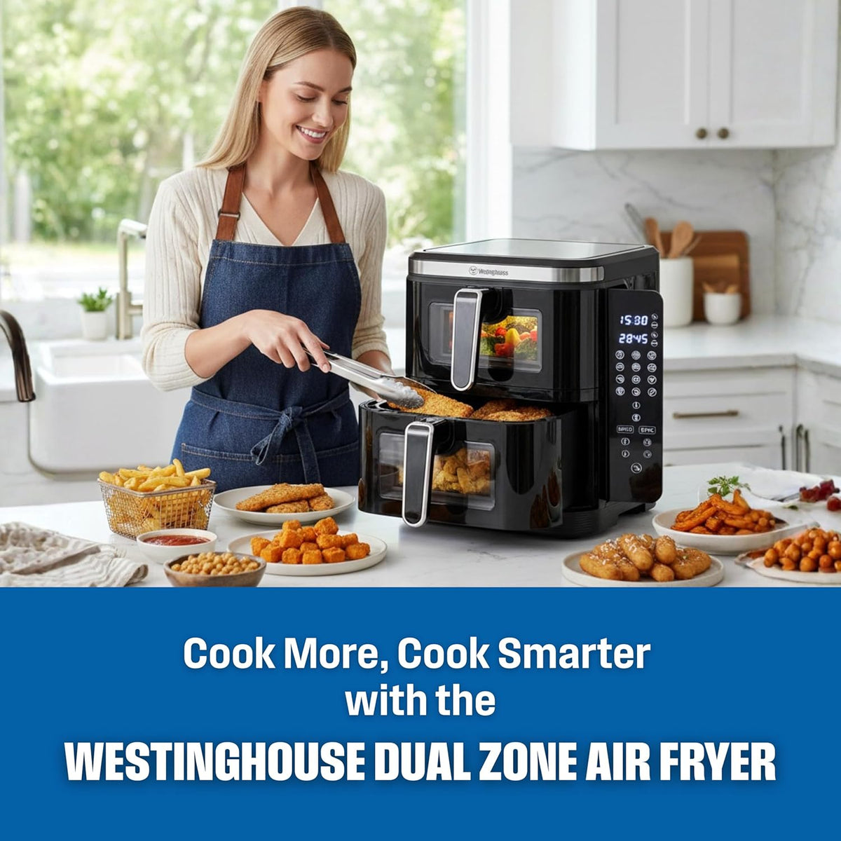 Westinghouse USA Double Stack Air Fryer 11L 5.5L + 5.5L Dual Zone WKAF2201