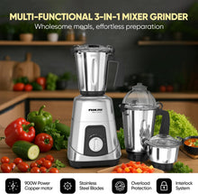 Nikai 3 in 1 Blender 900W Heavy Duty 1.5L 1L & 400ml Stainless Steel NB984A