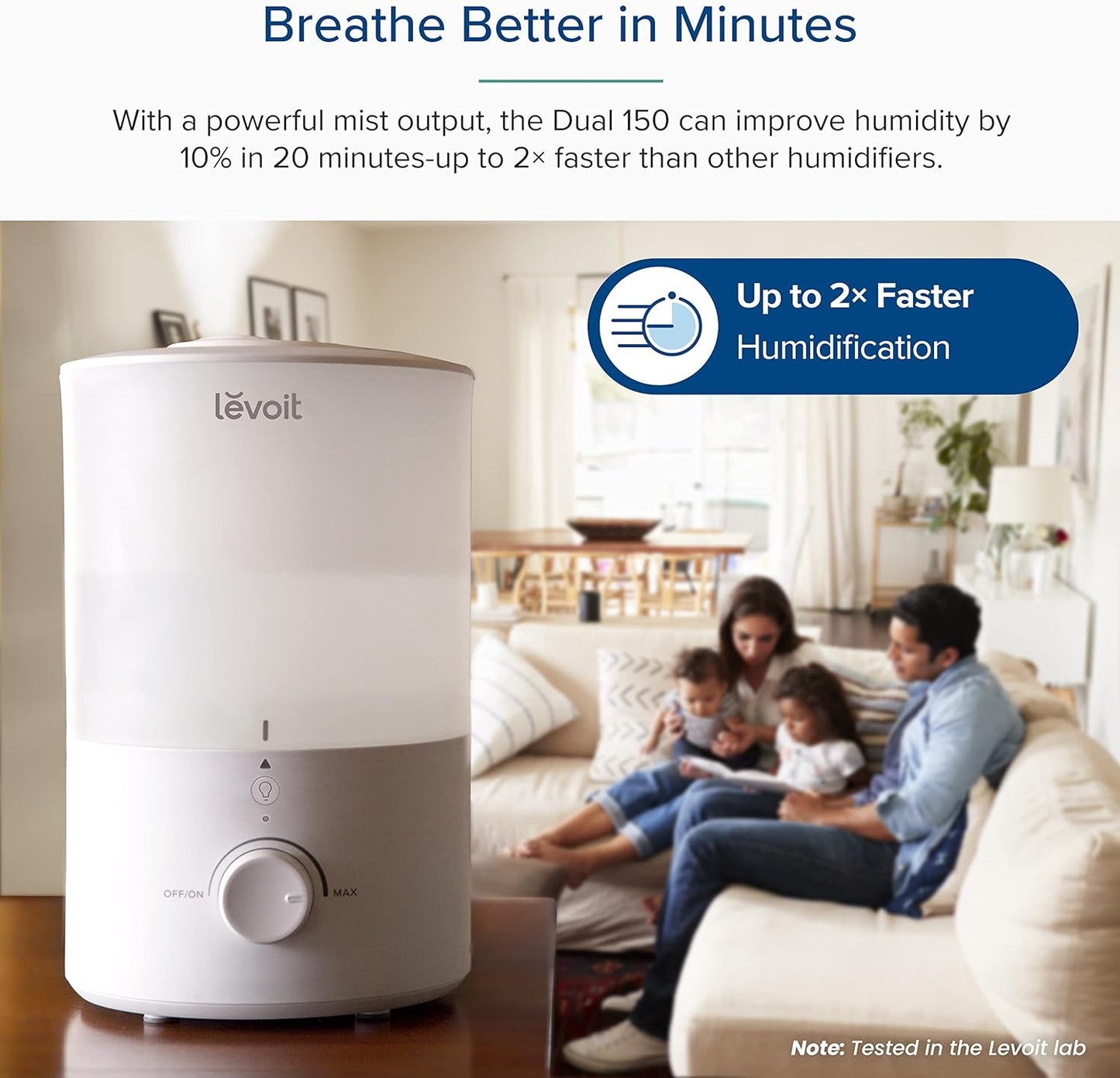 Levoit Dual 150 Ultrasonic Cool Mist Humidifier - 3L Tank with Aromatherapy