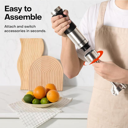 Nutricook HB100ME 4-in-1 Electric Hand Blender, 1200W, Chop Whisk Froth