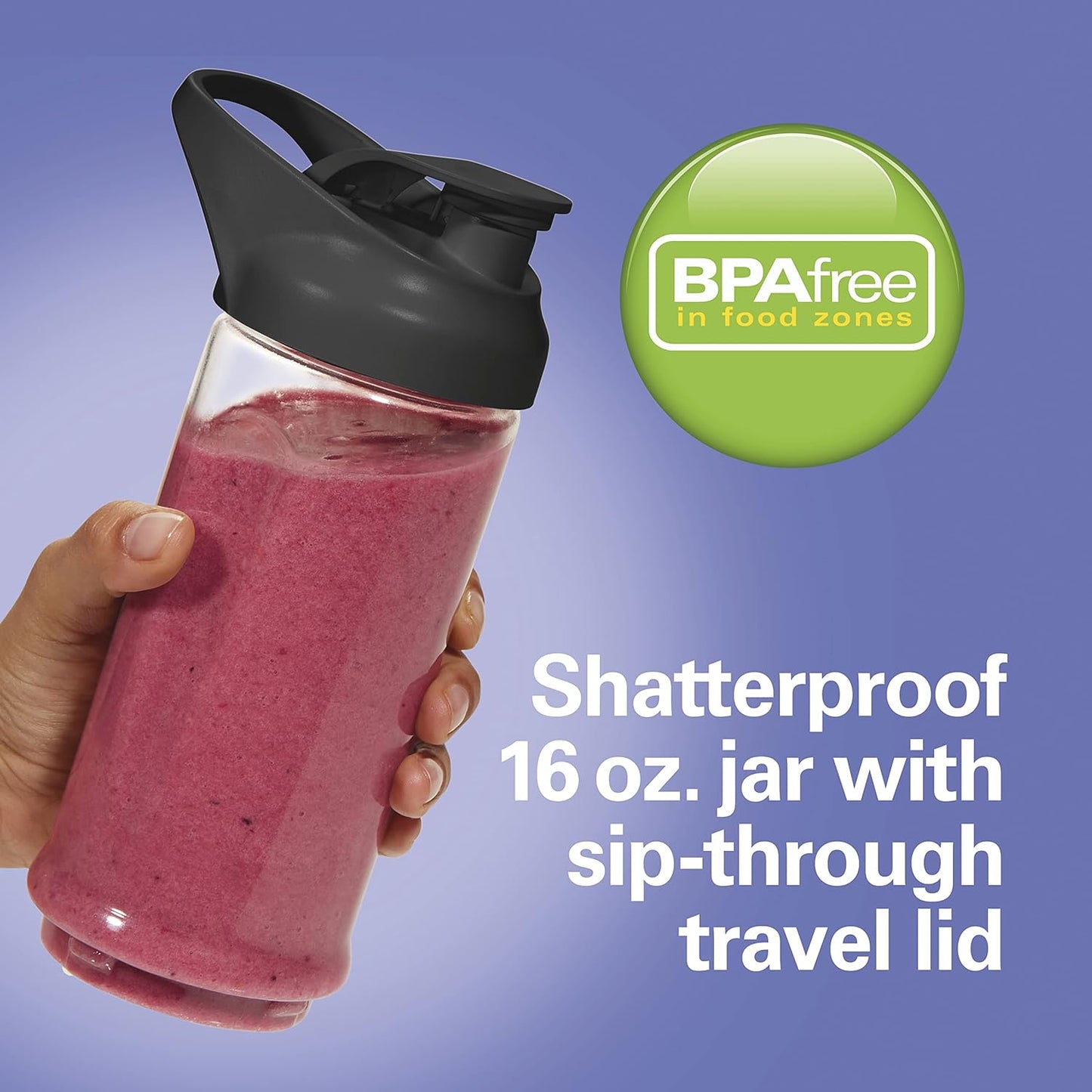 Hamilton Beach Mini Cordless Portable Blender USB Rechargeable 16 oz BLP41