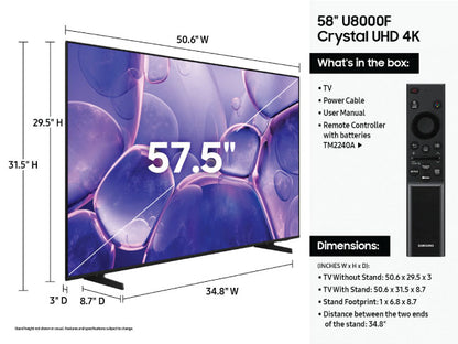 Samsung 58 Inch Class Crystal UHD 4K Smart TV U8000F
