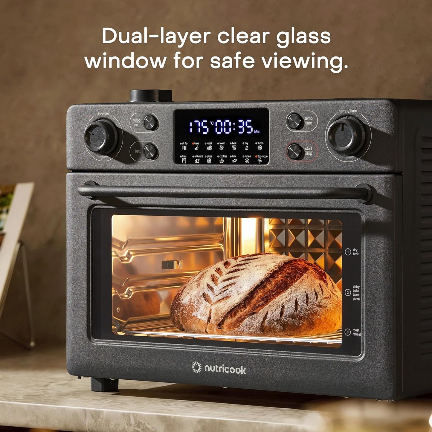Nutricook Baker's Oven NC-AFTO330K 12-in-1 Air Fryer Toaster Oven 30L Steam Infusion