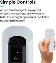 Pro Breeze 42 Inch Portable Tower Fan with Built-in 7L Evaporative Air Cooler Function, 3 Speeds, 60° Oscillation, 10 Hour Timer & Night Mode