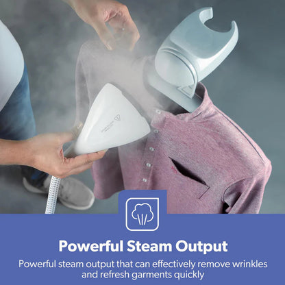 Geepas Garment Steamer removing wrinkles from clothing