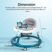 Baybee Drono Baby Walker, 4 Seat Height Adjustable Round Kids Walker with Food Tray & Musical Bar