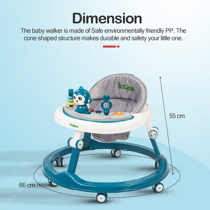 Baybee Drono Baby Walker, 4 Seat Height Adjustable Round Kids Walker with Food Tray & Musical Bar