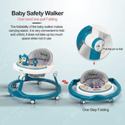 Baybee Drono Baby Walker, 4 Seat Height Adjustable Round Kids Walker with Food Tray & Musical Bar