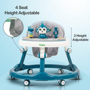 Baybee Drono Baby Walker, 4 Seat Height Adjustable Round Kids Walker with Food Tray & Musical Bar