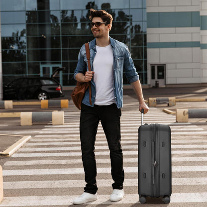 Cabinpro Expandable PP Fashion Trolley, Hard-Shell Spinner Luggage with 4 Twin Wheel and Double Zippers