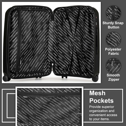 Cabinpro Expandable PP Fashion Trolley, Hard-Shell Spinner Luggage with 4 Twin Wheel and Double Zippers
