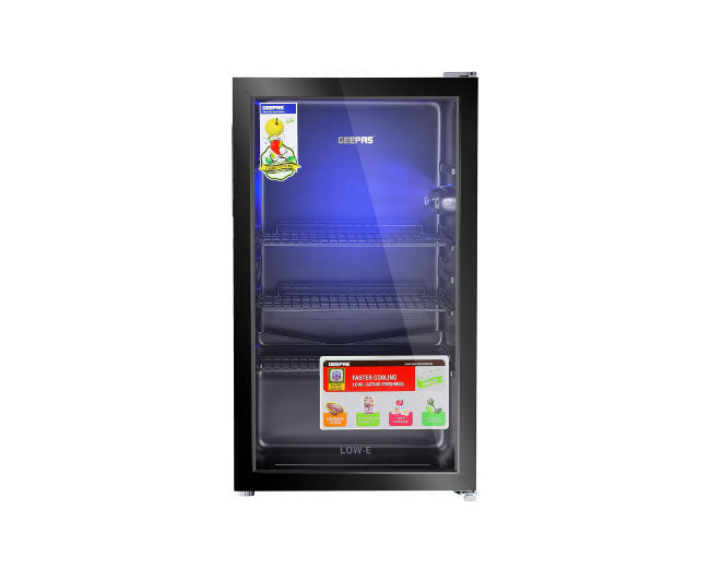 Geepas Showcase Chiller Single Door Display Fridge, Quick Cooling, LED Light Energy Efficient GSC1223