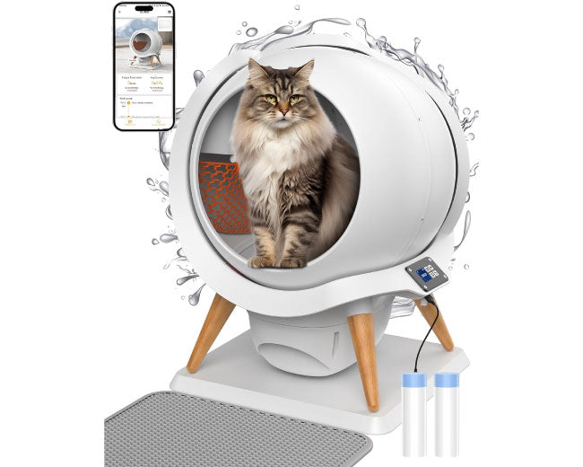 HoneyGuaridan Self Cleaning Automatic Cat Litter Box with App Control, 2 Roll Garbage Bags