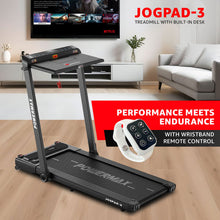 PowerMax Dual LED Display Treadmill with Office Desk and Wristband Remote JogPad-3
