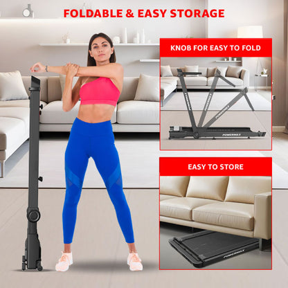 PowerMax Dual LED Display Treadmill with Office Desk and Wristband Remote JogPad-3