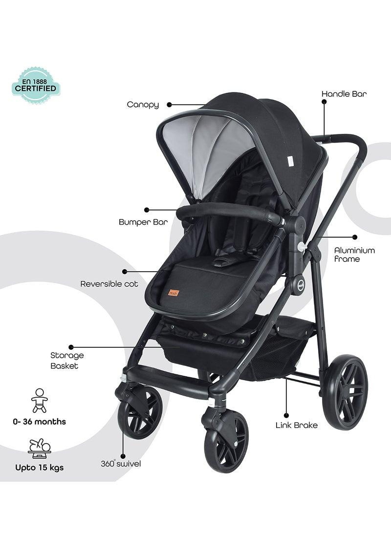 Tres Baby Stroller 3-in-1, Convertible Infant Stroller, Up to 22kg Capacity