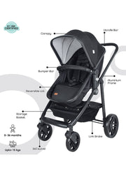 Tres Baby Stroller 3-in-1, Convertible Infant Stroller, Up to 22kg Capacity